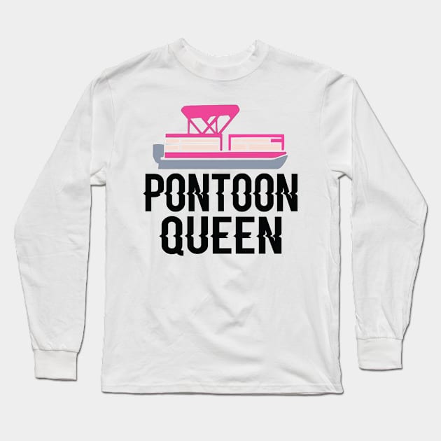 Pontoon Queen Vintage Funny Pontoon Boat Lover Girls Long Sleeve T-Shirt by Sowrav